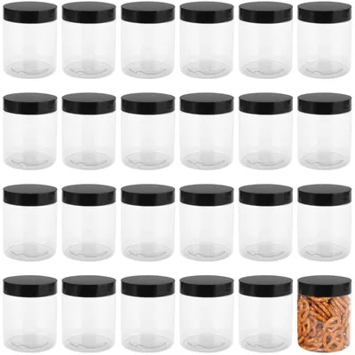 24er-Set runde Plastikdosen 250 ml mit Deckel, transparent