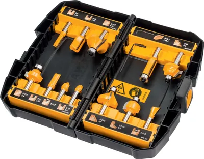 Image de Coffret de 12 fraises DEWALT DT90016-QZ pour défonceuse 8mm