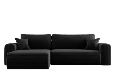 Image de Canapé d'angle avec fonction sommeil Canapé en L Capri Tissu Poso Noir Gauche
