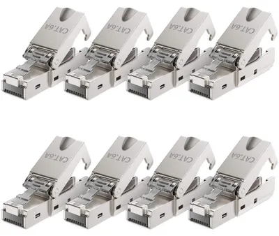 Produktbild von deleyCON CAT 6a Netzwerkstecker RJ45 LSA, geschirmt, 10 Gbit/s, 8 Stück