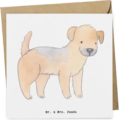 Produktbild von Mr. & Mrs. Panda Glückwunschkarte Border Terrier Moment - Weiß - Geschenk, anlasskarte, Klappkarte, doppelkarte, faltkarte, Grußkarte