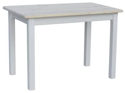 Immagine prodotto di Tavolo bianco in legno di pino massiccio con piano non laccato 110 x 80 cm