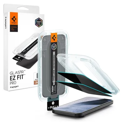 Obrázek produktu pro Spigen GLAS.tR EZ Fit Privacy, Google, Pixel 11, Prachuodolný, Odolné proti poškrábání, Odolný proti rozbití, Černá, 2 kusů