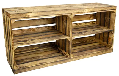 Produktbild von Sitzbank geflammt mit Sitzfläche aus dicken Holzplanken geflammt mit Mittelbrett geflammt