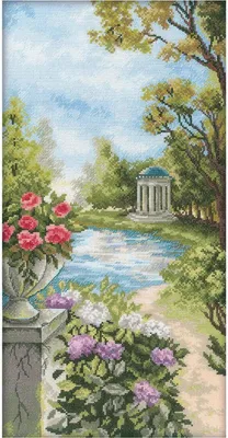 Imagen del producto de RTO Juego de punto de cruz "Casa de verano en el agua" m233, patrón de conteo, 24x47 cm