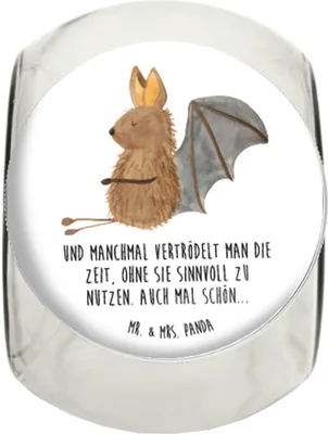 Produktbild von Mr. & Mrs. Panda Teedose Fledermaus Sitzen XL 2000ml - Weiß - Geschenk, Vorratsglas, Entspannen, Vorratsbehälter, Motivation, Fledermäuse, Bonboniere, Tiermotive