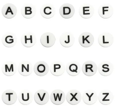 Image de Omgoods - Ensemble de 26 perles en silicone en forme de lettres, pour bracelets d'amitié et bijoux créatifs