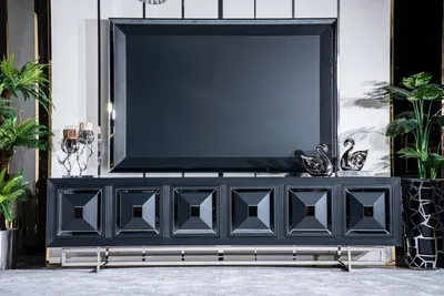 Image de Salon TV armoire tv téléviseur sur pied armoire lowboard nouveau noir