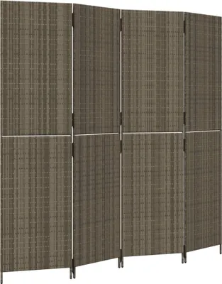 Obrázok produktu pre vidaXL Paravent 4-tlg. Grau Poly Rattan