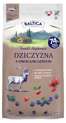 Zdjęcie produktu dla Baltica Adult Dziczyzna z Owocami Leśnymi XS/S 3kg Bezzbożowa Sucha Karma Dla Psów Miniaturowych i Małych Ras
