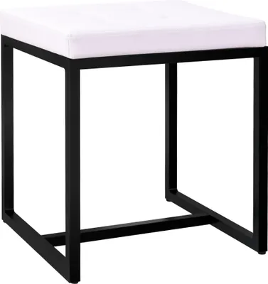 Produktbild von CLP Sitzhocker Barci mit Polsterung und schwarzem Eisengestell weiß Material Kunstleder