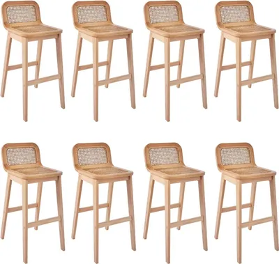 Image de Lot de chaises SANA d'îlot et bar en chêne et assise cannage 65cm