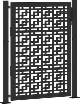 Zdjęcie produktu dla Brama ogrodowa czarna 100x125 cm stalowy wzór krzyża