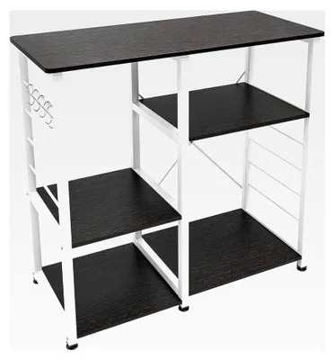Produktbild von Küchenregal zur Aufbewahrung, 90 x 39 x 83 cm, Metall und Holz, Schwarz