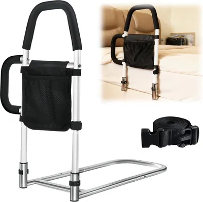 Produktbild von Aufstehhilfe Bett, Haltegriffe für Senioren, Bett Einstiegshilfe mit Aufbewahrungstasche & 2 Handläufe, Tragbare Verstellbare Haltegriff für ältere