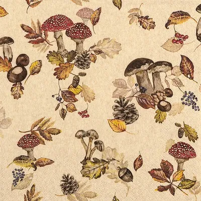 Produktbild von 20 Servietten nachhaltig Mushroom Collection - Pilze aus der Natur 33x33cm