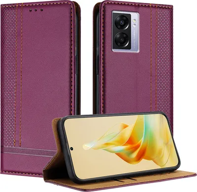 Produktbild von Handyhülle für OPPO A57 5G Leder Flip Klappbare Schutzhülle mit Standfunktion Lila