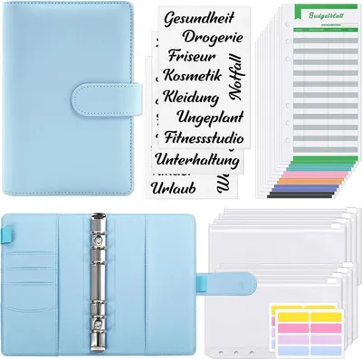 Produktbild von Budget Planner Geldumschläge A6 Binder mit Etiketten und Kalenderkarte