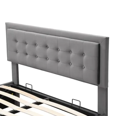 Produktbild von okwish Jugendbett 140×190 mit Schubladen und Bettkasten, Polsterbett mit Viel Stauraum,Doppelbett in Grau,ohne Matratze