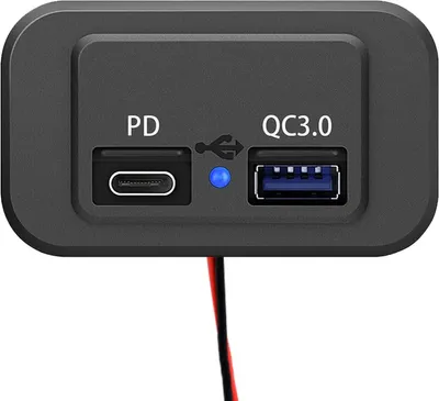Produktbild von 12V Auto-Ladegerät POUSB-4QC 2 Ports QC3.0 USB-C Einbau Blau