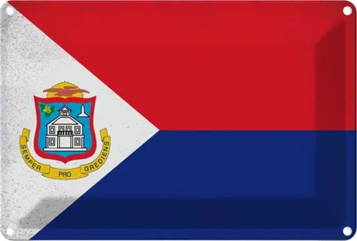 Produktbild von vianmo Blechschild 20x30 cm Sint Maarten Vintage Flagge Fahne Wappen
