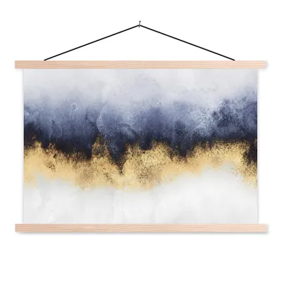 Produktbild von MuchoWow® Textilposter Abstrakt - Gold - Luxus 120x80 cm mit holzfarbenen Rahmen - Aufhängeset