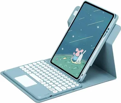 Image de INF Étui Clavier Bluetooth Bleu Brume avec Touchpad pour iPad 10.2/10.5