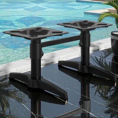 Produktbild von BARCELONA | Bistro Lounge Doppel Tischgestell | Höhe: 40 cm | 2 Fuß: 60 x 9 cm | Schwarz | + Verbinder | Tischgestell Aluminium, Gastro Tischgestell