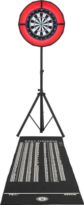 Produktbild von Dart Set, Dardboard, LED Ringlicht, Selbstheilende Umrandung, Befestigungsständer, Höhenverstellbares Stativ, Zubehör, inklusive 6 professionelle Dartpfeile, Checkout-Oberflächen, Tragbar, Zuhause