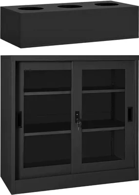 Produktbild von Schrank mit Schiebetüren & Pflanzkasten Anthrazit Stahl