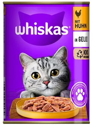 Produktbild von 12x 400g Whiskas Huhn in Gelee Katzenfutter Nassfutter Katzen Futter nass 12 Dosen
