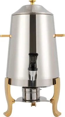 Produktbild von Getränkespender für Heißgetränke - Kaffee-/Tee-Urne - Volumen 13 l - Isolierter Edelstahl - Mit Brenner - Größe 27×27×56 cm - Gold