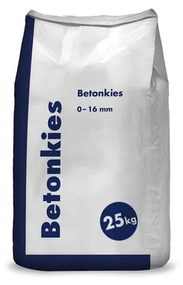 Produktbild von Betonkies für Betonherstellung gewaschen 0-16 mm, geringer Feinanteil, witterungsbeständig, 25 kg
