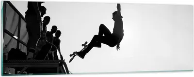 Produktbild von Bilder auf glas - Sport Skateboard - 90x30cm - Glasbilder - Wandbilder - Kunstdruck - zum Aufhängen bereit - Wanddekoration aus Glas - Glas Bilder - Wandbild auf Glas - Einteilig - GAB90x30-3655