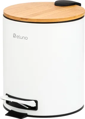 Obrázek produktu pro koš na kosmetiku eluno, pedálový koš o objemu 5 litrů z bambusu a bílého kovu