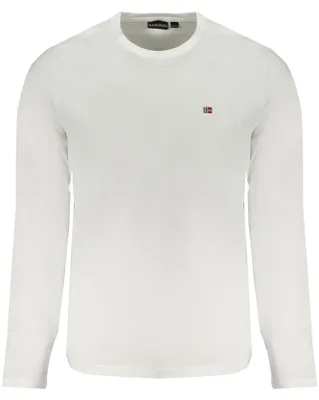Produktbild von Weißes Herren Langarmshirt mit Rundhals und Stickerei - Regular Fit
