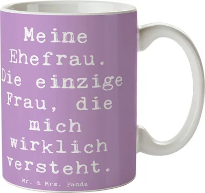 Produktbild von Mr. & Mrs. Panda Tasse Spruch Ehefrau Verständnis - Lavendeltraum - Geschenk, Kaffeetasse, für, Liebe, Kaffeepott, Partnerschaft, Becher, Ehe, Frau, Freude, Kaffeebecher