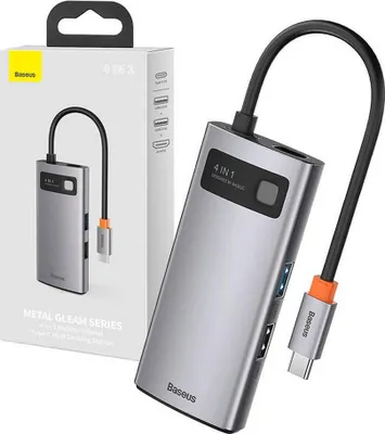Produktbild von Baseus Metal Gleam 4in1 Hub, USB-C zu USB 3.0 + USB 2.0 + HDMI + USB-C PD