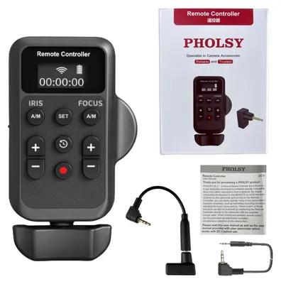 Imagen del producto de Control remoto inalámbrico para videocámara, con funciones de zoom, control de apertura, enfoque y grabación de video