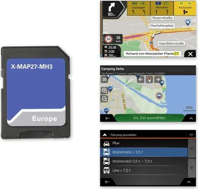 Produktbild von XZENT X-MAP27-MH3 - Micro SD-Karte mit Reisemobil Navigation für XZENT X-427 und X-F270, Karten für Europa, Camping P.O.I. Paket, 3 Jahre kostenfreie Kartenupdates