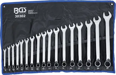 Produktbild von BGS 30302 Maulringschlüssel-Set, Ringseite gekröpft, 8-27 mm, 17-tlg.