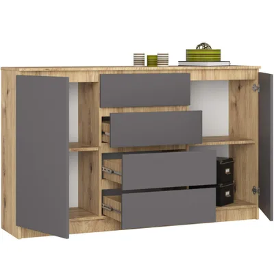 Produktbild von AKORD Furniture Factory OP0LK-1ARTSZA007, Eiche, 4 Schublade(n), Matt, 4 Regale, 2 Tür(en), 16 mm
