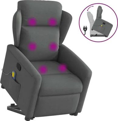 Produktbild von Massagesessel mit Aufstehhilfe Dunkelgrau Stoff