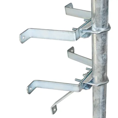 Produktbild von Diverse Antennenmasthalterung MH 10, Stahl, 10 cm Wandabstand, für Rohre bis 60 mm Durchmesser, 2-teiliges Dreibein, sichere Wandmontage