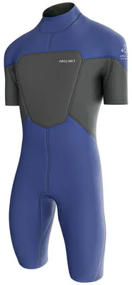 Productafbeelding van ProLimit Neopreen Fusion Shorty V-Zip 2/2 FL, blauw/grijs, maat 52/L, inclusief neopreen en bevestigingsriem