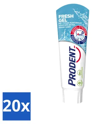 Imagen del producto de 20 tubos de pasta dental Prodent Fresh Gel, 75 ml cada uno, pack económico, 20 unidades