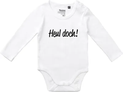 Produktbild von Huuraa Baby Body Heul doch Schriftzug 74 White  Baumwolle Fairtrade Langarmbody Geschenkidee
