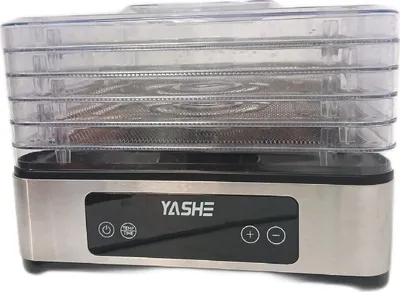 Immagine prodotto di YASHE Essiccatore da cucina, griglia in acciaio inossidabile a 5 ripiani, timer, 400 Watt