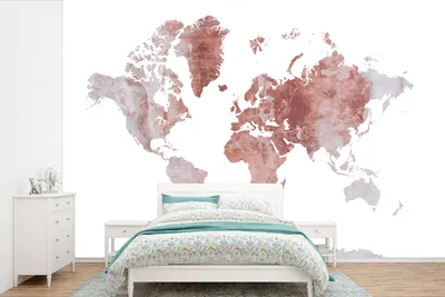 Produktbild von Weltkarten-Wandtattoo - Marmor - Rot - Breite 525 cm x Höhe 350 cm
