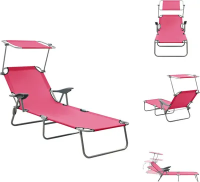 Produktbild von vidaXL Sonnenliege mit Sonnenschutz Stahl Rosa -  Sonnenliegen